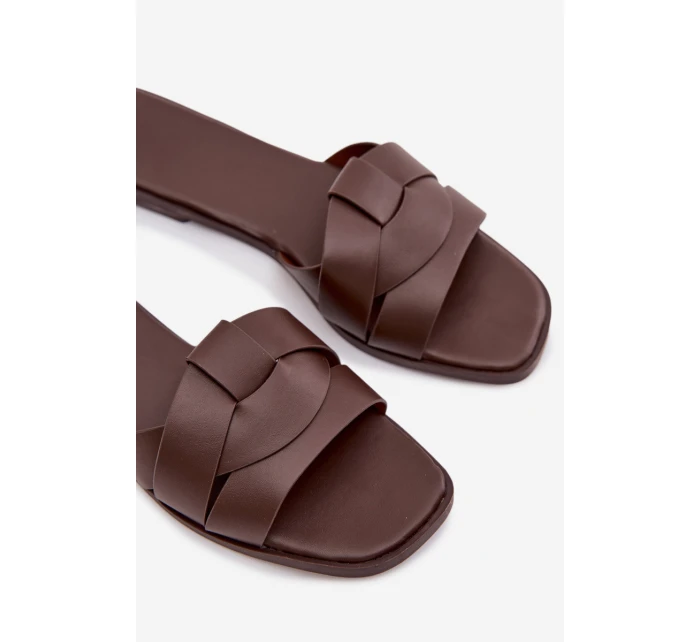 Dámské ploché pantofle s pásky Čokoládové Marissae Dámské ploché pantofle s pásky Čokoládové Marissae