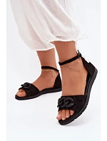 Dámske ploché sandále s reťazou Vinceza 17320 Black