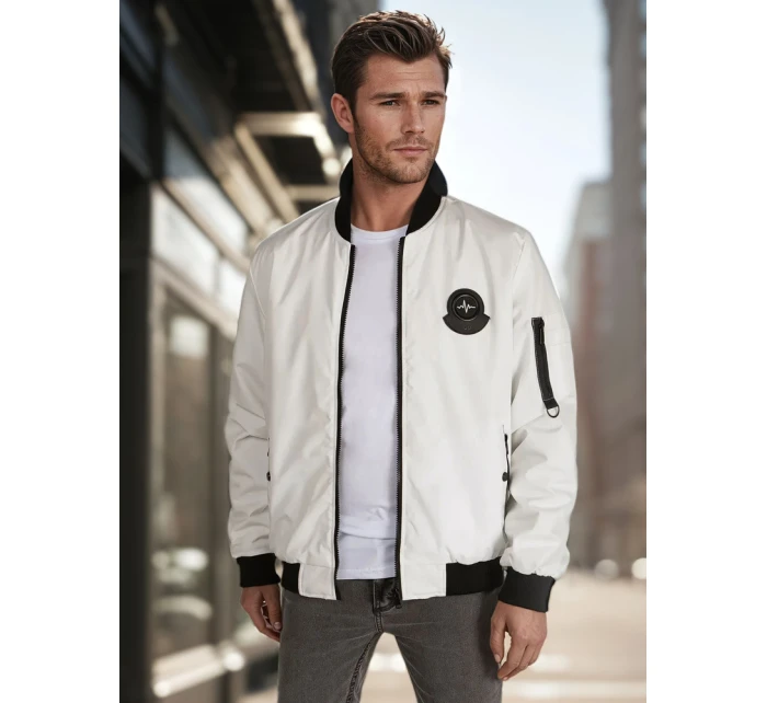 Pánská přechodná bunda bomber béžová Dstreet model 21986400 - FashionStreet Pánská přechodná bunda bomber béžová Dstreet model 21986400 - FashionStreet