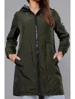 Tenká dámská bunda v barvě khaki s ozdobnou lemovkou model 18319638 - Miss TiTi Tenká dámská bunda v barvě khaki s ozdobnou lemovkou model 18319638 - Miss TiTi