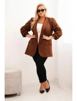 Dámska elegantná plus size bunda čokoládová