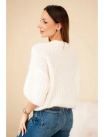 Dámský model 21803189 svetr s 3/4 rukávem ecru - K-Fashion Dámský model 21803189 svetr s 3/4 rukávem ecru - K-Fashion