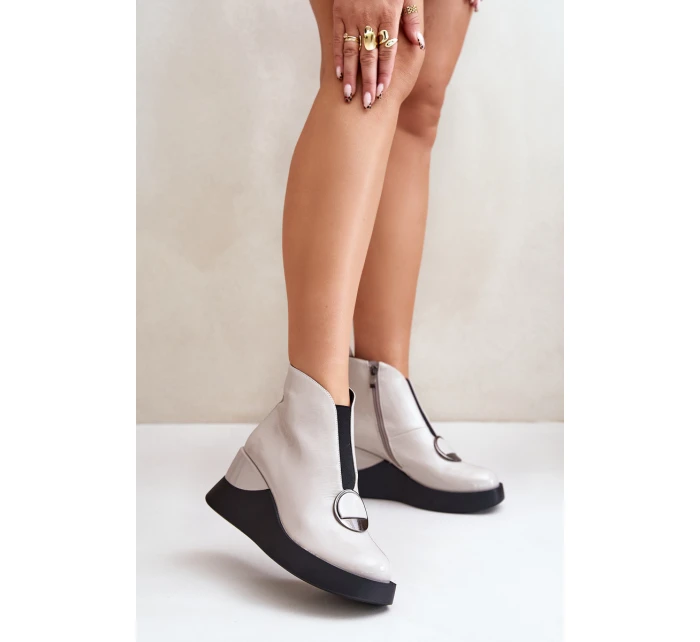 Boty Na Klínu Zateplené D&A Světle šedé model 21671894 - S.Barski