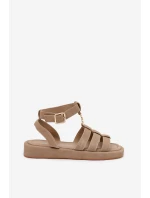 Sandały Damskie Na Platformie Ze Złotym Detalem Khaki Kartia Sandały Damskie Na Platformie Ze Złotym Detalem Khaki Kartia