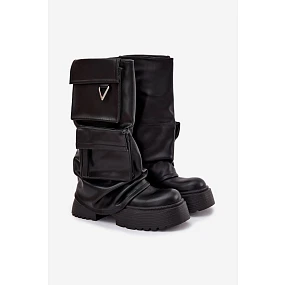 Dámske zateplené topánky na platforme s vreckami Black Clarinda Dámske zateplené topánky na platforme s vreckami Black Clarinda