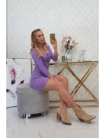 Šaty s výstřihem na knoflíky model 20930161 fialové Kesi - Kilpi