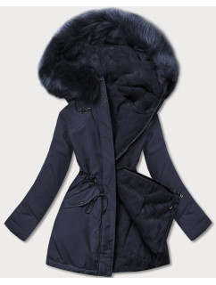 Tmavomodrá teplá dámska obojstranná zimná bunda (W610BIG)
