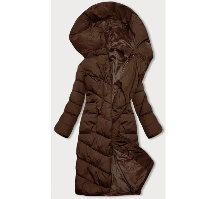 Dlouhá hnědá dámská zimní bunda model 21246315 - LHD