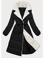 Dámsky zimný kabát s kožušinovým golierom J Style black-ecru (16M9168-392B) Dámsky zimný kabát s kožušinovým golierom J Style black-ecru (16M9168-392B)