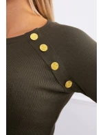 Blúzka s ozdobnými gombíkmi v khaki farbe Blúzka s ozdobnými gombíkmi v khaki farbe