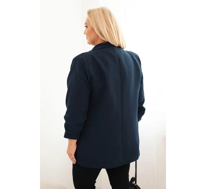 Dámske elegantné plus size sako modré