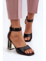 Elegantní černé dámské sandály na podpatku model 21657902 - EVENTO