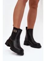 Dámské kotníkové boty se zlatým detailem zateplené černé model 21710118 - Boto Dámské kotníkové boty se zlatým detailem zateplené černé model 21710118 - Boto