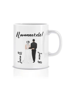 Personalizovaný klasický bílý hrníček s novomanželským párem 