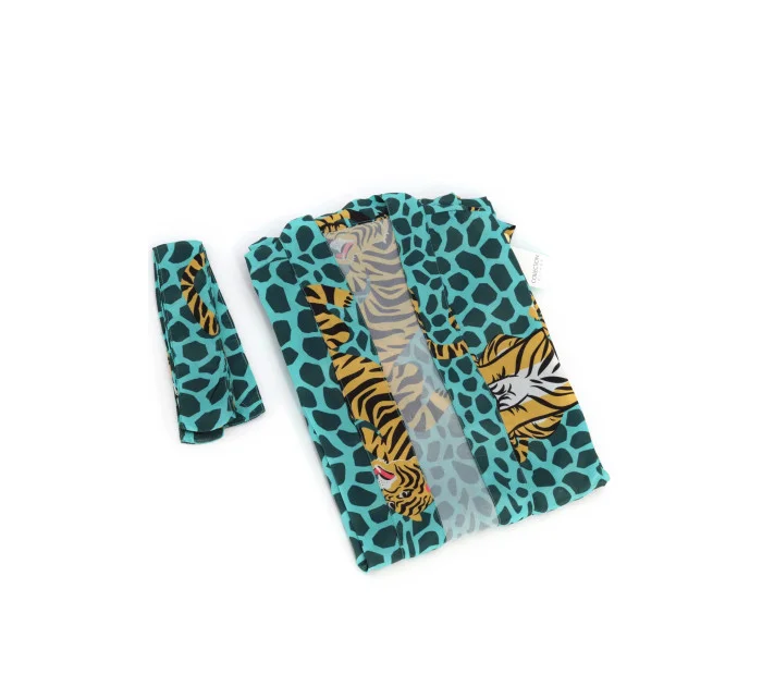 Dámske plážové pareo D81SZ-2 tyrkysový tiger - Self