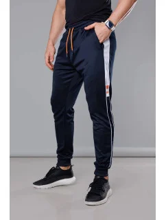 Pánske tepláky s prúžkami tmavomodré (8K161)