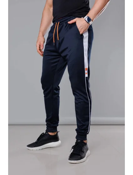 Pánske tepláky s prúžkami tmavomodré (8K161)