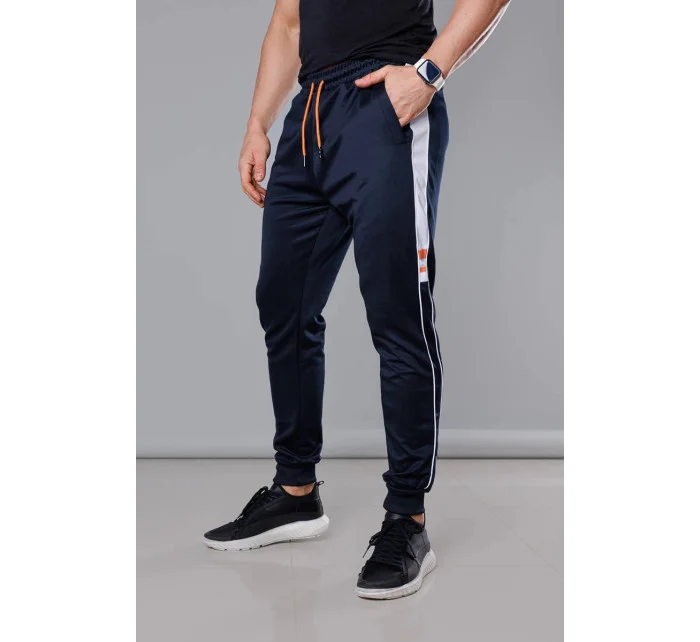 Pánske tepláky s prúžkami tmavomodré (8K161)