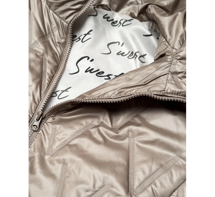 Dámska tenká pletená rebrovaná bunda Goodlookin beige (B8575-12)