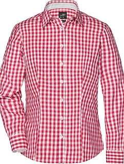 JN 616 Popelínová kostkovaná halenka s dl. rukávem model 22487332 red/white - Daiber