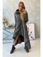 Zateplené šaty s delšími boky grafitové Zateplené šaty s delšími boky grafitové