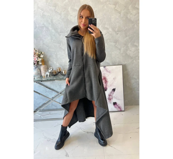 Zateplené šaty s delšími boky grafitové Zateplené šaty s delšími boky grafitové