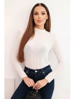 Dámská blůza z model 21777029 s rolákem a dlouhým rukávem světlá béžová - K-Fashion