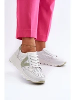 Dámské kožené lehké sportovní boty béžové model 21655443 - VINCEZA