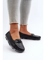 Dámské kožené mokasíny s ozdobou Černé model 21655753 - S.Barski