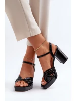 Lakované černé dámské sandály na podpatku D&A model 21656047 - S.Barski
