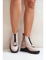 Lakované Boty Na Zateplené D&A Béžové model 21671901 - S.Barski