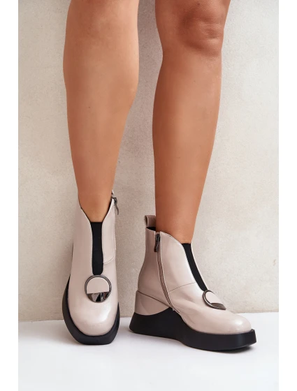 Lakované Boty Na Zateplené D&A Béžové model 21671901 - S.Barski