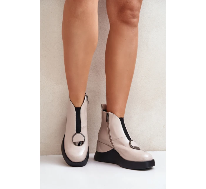 Lakované Boty Na Zateplené D&A Béžové model 21671901 - S.Barski