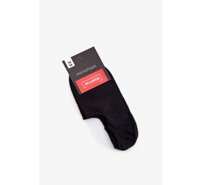 Damskie Skarpetki Microstopki Bawełniane Gładkie Czarne