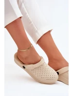 Piankowe Klapki Chodaki Damskie Beżowe Faylina Piankowe Klapki Chodaki Damskie Beżowe Faylina