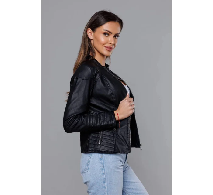 Černá dámská bunda ramoneska se stojáčkem model 18140997 - J.STYLE