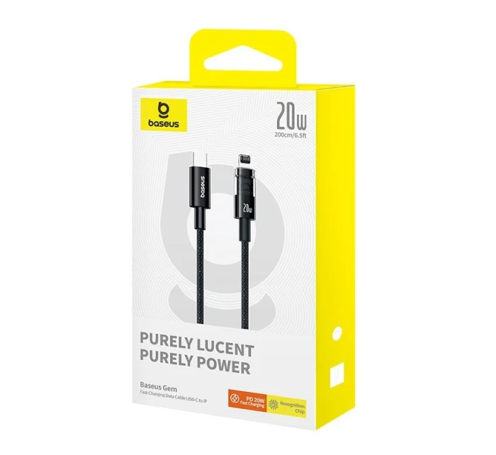 Baseus Gem USP C-IP 20W kábel 2m (čierny)