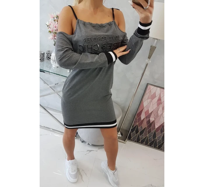 Šaty Tres Chic v grafitové barvě