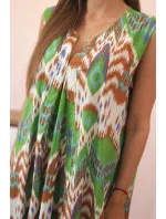 Dámske bavlnené šaty s rozšíreným lemom zelené