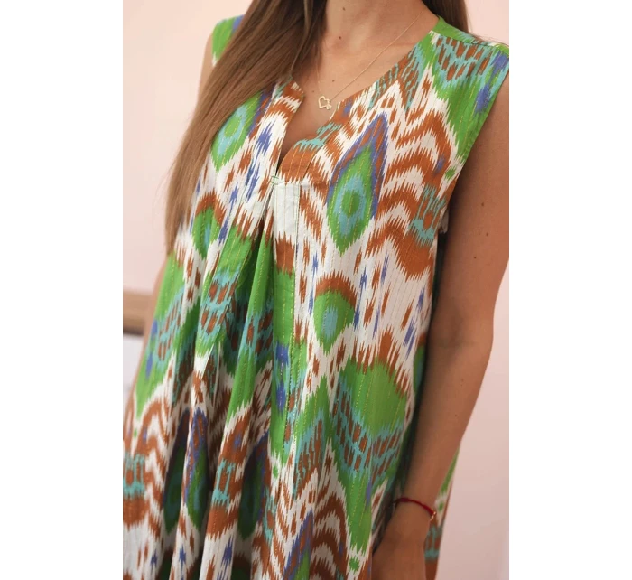 Dámske bavlnené šaty s rozšíreným lemom zelené