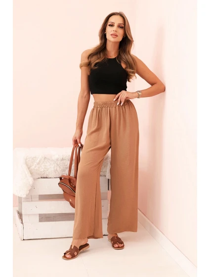 Kalhoty s širokým nohavicí tmavě model 22266586 - K-Fashion Kalhoty s širokým nohavicí tmavě model 22266586 - K-Fashion