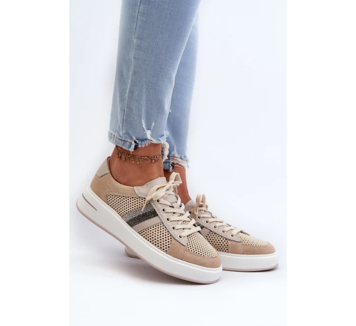 Dámské kožené tenisky D&A model 21659731 béžové - S.Barski