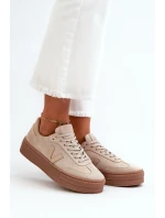 Zazoo N1100S2 Sneakersy Zamszowe Damskie Na Platformie Beżowe Zazoo N1100S2 Sneakersy Zamszowe Damskie Na Platformie Beżowe