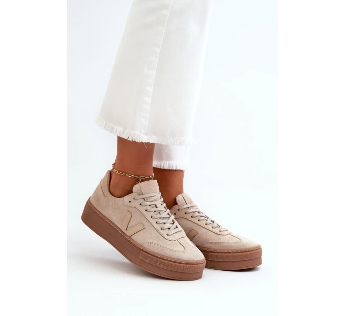 Zazoo N1100S2 Sneakersy Zamszowe Damskie Na Platformie Beżowe Zazoo N1100S2 Sneakersy Zamszowe Damskie Na Platformie Beżowe
