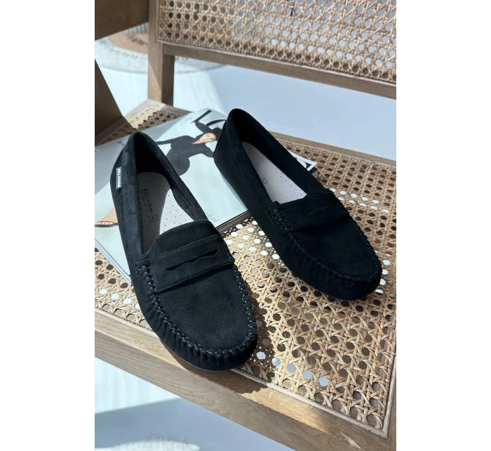 Mokasyny Damskie Z Eko Zamszu Czarne Rerceria