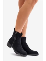 Botky Z Eko Semiše Na Plochém Podpatku Černé model 21676699 - Boto Botky Z Eko Semiše Na Plochém Podpatku Černé model 21676699 - Boto