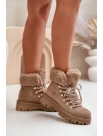 Sznurowane Trapery Damskie Z Futerkiem Ciemnobeżowe Vaminia Sznurowane Trapery Damskie Z Futerkiem Ciemnobeżowe Vaminia