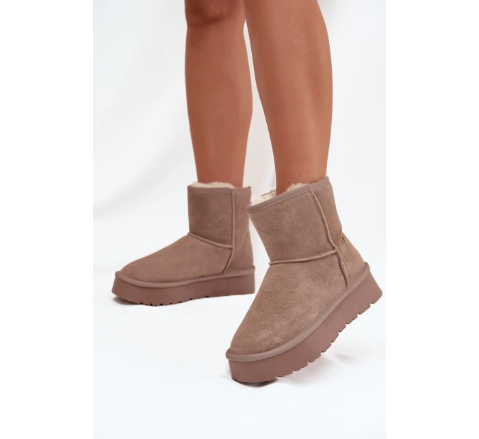 Dámské sněhule z přírodního semiše na platformě béžové model 21709747 - Boto Dámské sněhule z přírodního semiše na platformě béžové model 21709747 - Boto