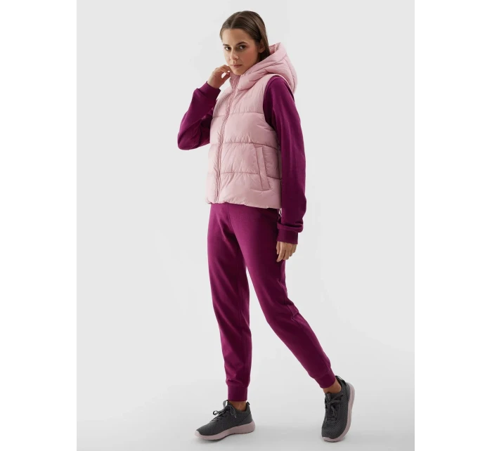 Dámska páperová vesta s výplňou zo syntetického peria 4F - ružová