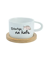 STARTUJU NA KÁVE – biely hrnček s makrónkou, 200 ml STARTUJU NA KÁVE – biely hrnček s makrónkou, 200 ml